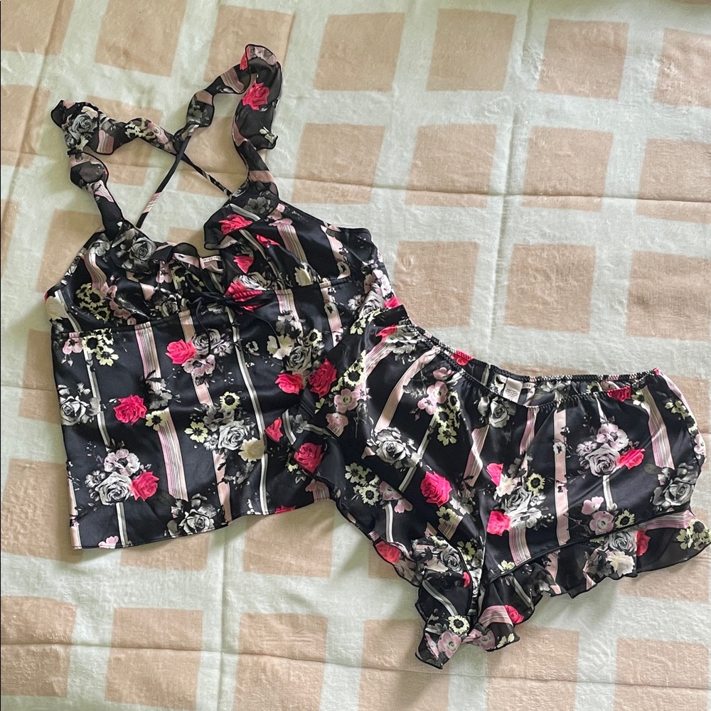 VS Floral Satin Sleepwear Set